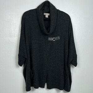Evelyn Grace Cozy Cashmere Gray Cowl Neck Sweater Cardigan Size XL